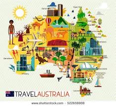 Map Of The Australia And Travel Icons Australia Travel Map Vector Illustration Australie Carte Carte Australienne Cartes Illustrees