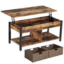 Sold and shipped by mdesign. Buy Rolanstar Lift Top Coffee Table With Storage And Rattan Baskets Rustic Wood Raisable Top Central Table For Living Room Hidden Compartment Shelf Tabletop And Metal Frame Rustic Brown Online In Indonesia