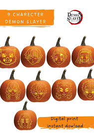 Demon Slayer Pumpkin Stencil Set | 9 Character Carving Templates | Digital  Download |free A4 Poster Gift - Etsy