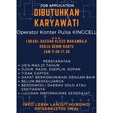 Lowongan kerja hari ini : Lowongan Kerja Konter Pulsa King Cell Di Solo Info Loker Solo
