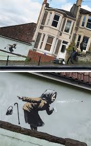 Aachoo A Sneezing Pensioner Knocks Down A Row Of Houses In New Banksy Work In Bristol Banksy Work Banksy Colossal Art