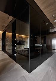 Marble Floor Black Acrylic Cabinetry Sophisticated Dark Interior Modern Apartment Design Apartment Interior Apartment Design