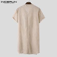 24,65 € con el descuento de compra recurrente. Incerun De Ocio De Rayas Ropa De Hogar Hombres De Algodon Ropa De Dormir De Verano De Manga Corta Cuello V Camison Transpirable Comoda Ropa De Dormir De Tamano Mas Oferta