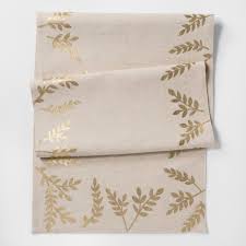 Target Threshold Natural Gold Leaf Linen Blend Table Runner 20 X 90 New Threshold Table Runners Thanksgiving Table Runner Gold Table Runners