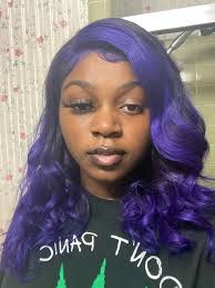 Purple Body Wave Transparent Lace Front Human Hair Wigs for Black Wome