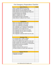 Fire Emergency Checklist Template Fire Safety Checklist Safety Checklist Evacuation Checklist