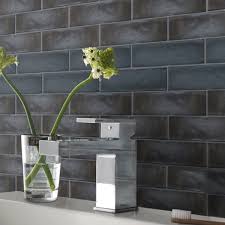 Black Brick Wall Tile Textured Black Ceramic In A Rustic Matt Black Finish The Kitchen Collection Indust Wall Tiles Bathroom Wall Tile Bathroom Wall Coverings