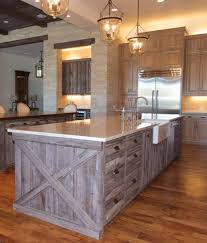 Barn Wood Siding Salvaged Reclaimed Look Barn Gray Kitchen Island Cabinets Kitchen Renovation Kitchen Design