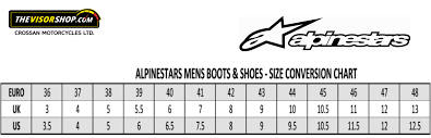 67 genuine alpinestars boot size chart uk