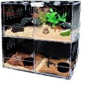 Miumaeov 4 Grids Acrylic Lizard Crawling Pet Box Reptile Cage Clear Display  Case