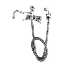 T S B 1157 Wall Mounted Workboard Faucet With Spray Valve And 8 Centers 8 Swing Nozzle Faucet Tub Faucet Stainless Steel Hose
