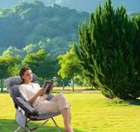 240lb Folding Moon Chair - Adjustable Padded Recliner - Sturdy Steel Frame  & Plush Foam - Portable for Camping, Office, Balcony - Indoor/Outdoor Use