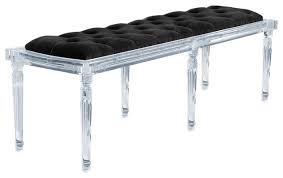Glitzhome contemporary white fur acrylic leg bench bedroom entryway seat ottoman. Marilyn Acrylic Bench 60 Clear Plastic Entryway 5ft Bedroom Bench Tufted Black Traditional Upholstered Benches By Mod Space Furniture Houzz