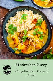 Steckruben Curry Mit Gelber Paprika Hirse Und Sonnenblumenkernen Familyfoodtrip Foodblog Steckruben Rezepte Steckrube Ruben