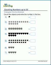 Use this array of printable kindergarten worksheets to help little ones write the correct number words for numerals up to 20. Counting To 20 Worksheets K5 Learning