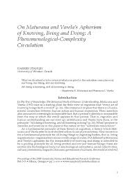 Conferencia_ cerebro y conciencia 2000 francisco varela_parte3.avi. Articulo On Maturana And Varela S Aphorism Of Knowing Being And Doing Mind Emergence