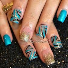 Black And Gold Pattern Nails Teal Gold Gold Nail Designs Silver Nails Diy Nails