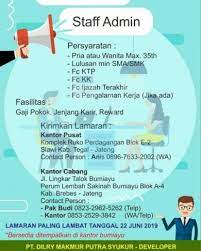 Kirimkan lamaran lengkap anda ke : Lowongan Pekerjaan Posisi Staff Admin Di Brebes Terbaru