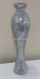 Silver Mirrored Mosaic Decorative Vase Mirrored Mosaic Crackle Glass Vase Mosaic Vase Mirror Mosaic Mosaic Vase Decor