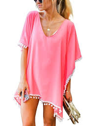 Black Bathing Suit Cover Up Walmart Sayfut Women Chiffon Tassel Swimsuit Cover Up Beach Bikini Stylish Pompom Tassel Trim Bathing Suit Sw Swimwear Cover Ups Swimsuit Cover Ups Beach Coverup Dress