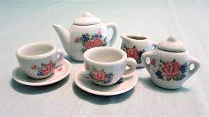Toy China Tea Set 9 Piece Child S Tea Set Dishes With Rose Etsy Kids Tea Set China Tea Sets Tea Set