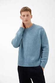 Heavy Knit Wool Jumper Light Blue Knitwear Light Blue Knitwear Grey Knitwear Heavy Knit
