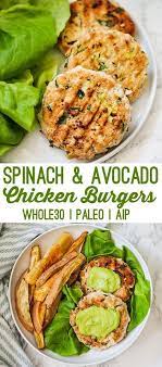 Spinach Avocado Chicken Burgers Recipe Paleo Recipes Dinner Healthy Recipes Paleo Recipes Easy