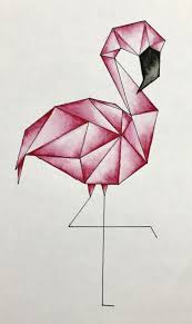 Geometric Flamingo Watercolor Flamingo Kunst Geometrische Zeichnung Geometrisches Zeichnen