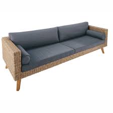 Canape De Jardin 3 4 Places En Resine Tressee Et Toile Anthracite Feroe Garden Sofa Grey Outdoor Furniture Wicker Sofa