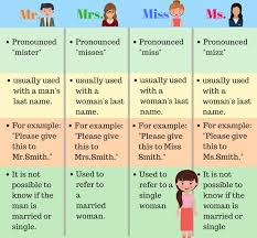 How To Use Personal Titles Mr Mrs Ms And Miss Eslbuzz Learning English Learn English Learn English Words English Language Learning