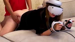 Dashing russian MILF was playing in a VR helmet and was fucked by her horny  stepson.