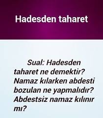 Cevap Hadesden Taharet Ikidir 1 Abdestsiz Olanin Abdest Almasidir 2 Cunup Olanin Gusul Etmesidir Vudu Abdest Teveddi Abdest Almak Hades Ikiz Sualti