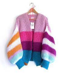 This knitting pattern will come to Ravelry Bomber Cardigan Striped Pattern By Marrinda Herms