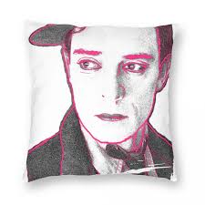 Buster Keaton Sarung Bantal Persegi Linen Poliester Beludru Kreatif Zip  Dekorasi Sarung Bantal Tempat Tidur Sarung Bantal