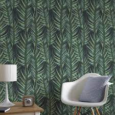 vliesbehang palmen blauw groen dessin 100558 kopen behang karwei palm leaf wallpaper green wallpaper simple wallpapers
