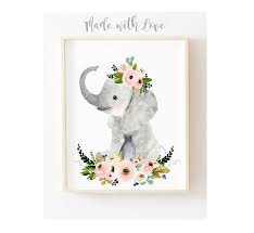Nursery Prints Elephant Nursery Decor Girl Baby Elephant Etsy