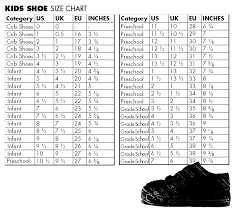 childrens shoe size conversion chart inches to usa size