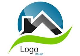 Logo Maison Toit Courbe Rond Bleu Vert Gris Home Logo Logos Logo Design