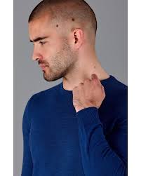 Paul James Knitwear Extra Fine Merino Wool Callington Crew Neck Jumper in  Blue for Men