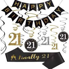 How to choose the best 21st birthday gift. 21st Birthday Party Decorations Kit 21st Birthday Gifts For Her Him Happy 21st Birthday Banner Sparkling Celebration 21 Hanging Swirls Finally 21 Birthday Sash 21st Birthday Party Supplies Buy Online In Aruba At Aruba Desertcart Com