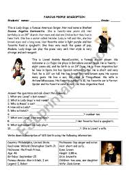 A list of famous people, mainly from the 19th, 20th and 21st century. Famous People Description Esl Worksheet By Diana Cardenas