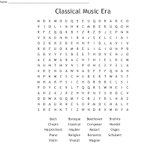 The classical period falls between the baroque and the romantic periods. Classical Music Era Word Search Wordmint
