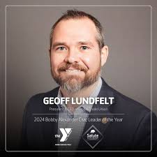 It is our honor to announce that Geoff Lundfelt of Global Credit Union is  our 2024 Bobby Alexander Civic Leader of the Year!
