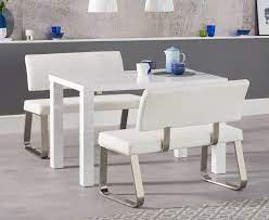 Delivery is on us when you buy any dining table and either dining chairs or dining bench(es) together. 120cm White High Gloss Dining Table Bench Set Homegenies