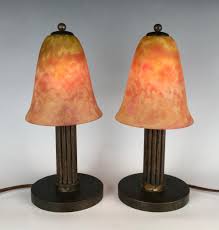Edgar Brandt & Daum Nancy Pair Art Deco Lamps