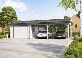 Dobbelt Carport Med Garage Skur Hans 5 55 2 M2 Carport I Trae