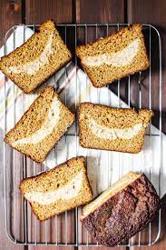 Blanched almond flour, the flour used to make this banana bread, is made by grinding up almonds that have had the skin removed. Almond Flour Pumpkin Bread With Cheesecake Filling Gluten Free Paleo