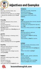 40 Adjectives Definition And Example Sentences Lessons For English Adjectives Learn English Words English Words