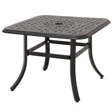 What is the price range for outdoor side tables? Cast Aluminum Square Patio Side Table With Umbrella Hole Antique Brown Crestlive Products Target
