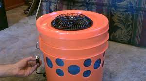 Diy swamp cooler using a bucket. Homemade Evap Air Cooler The 5 Gallon Bucket Swamp Cooler Diy Can Be Solar Powered Youtube
